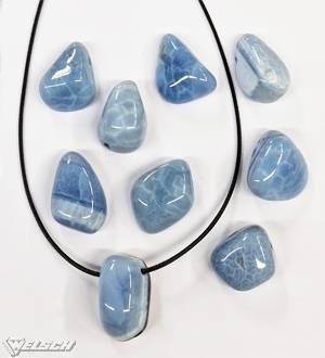 Pierres roulées pendentif Opale bleu / percé